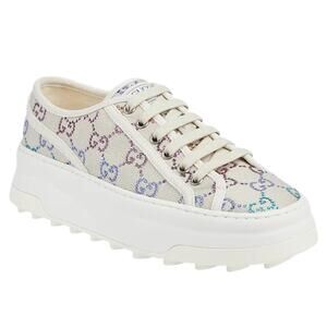 Gucci GG 1977 Tennis Sneakers Lace Up Beige Ebony Original Size 37